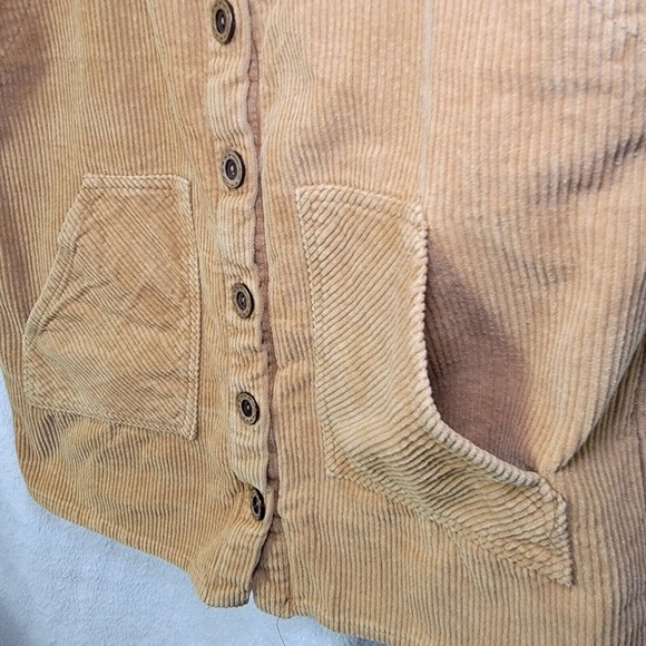 Forever 21 Corduroy Dress Mustard Sz L Overall Jumper Sleeveless Pockets Buttons - Picture 2 of 7